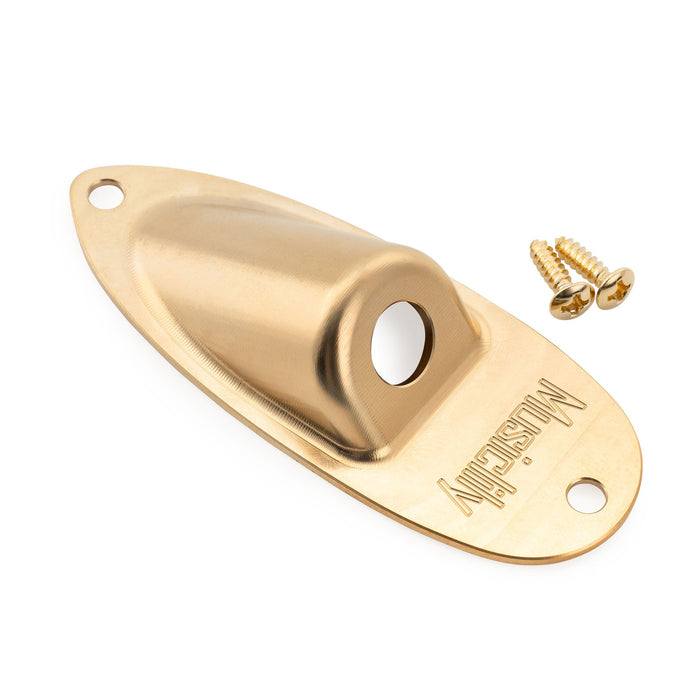 Musiclily Pro Solid Brass Boat Jack Socket Plate 3/8 Inch for Strat Style Electric Guitar
