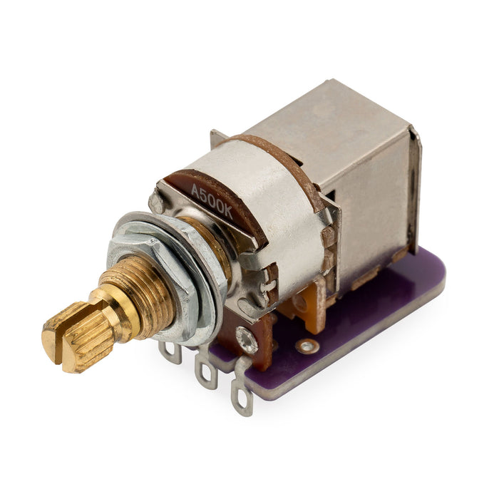 Musiclily Pro A500K PCB Mod DPDT Push-Pull Brass Pot Metric Split Standard Shaft 9.5mm  Audio Taper Potentiometer for Electric Guitar Bass