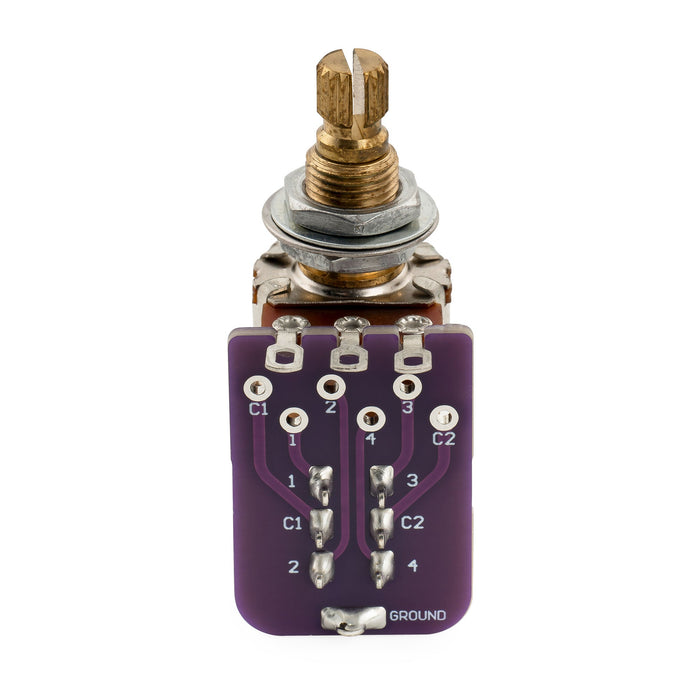 Musiclily Pro A500K PCB Mod DPDT Push-Pull Brass Pot Metric Split Standard Shaft 9.5mm  Audio Taper Potentiometer for Electric Guitar Bass