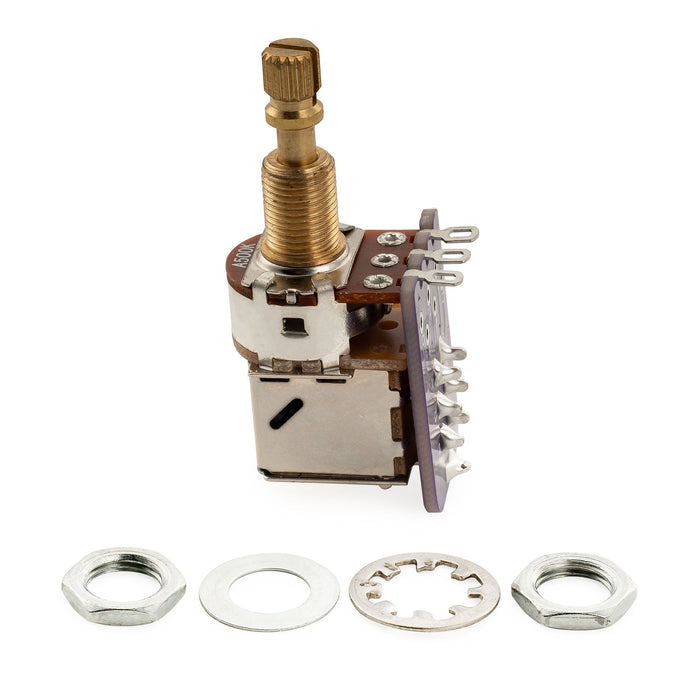 Musiclily Pro A500K PCB Mod DPDT Push-Pull Brass Pot Metric Split Standard Shaft 9.5mm  Audio Taper Potentiometer for Electric Guitar Bass