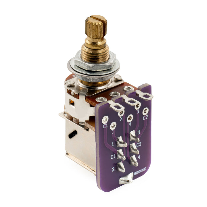 Musiclily Pro A500K PCB Mod DPDT Push-Pull Brass Pot Metric Split Standard Shaft 9.5mm  Audio Taper Potentiometer for Electric Guitar Bass