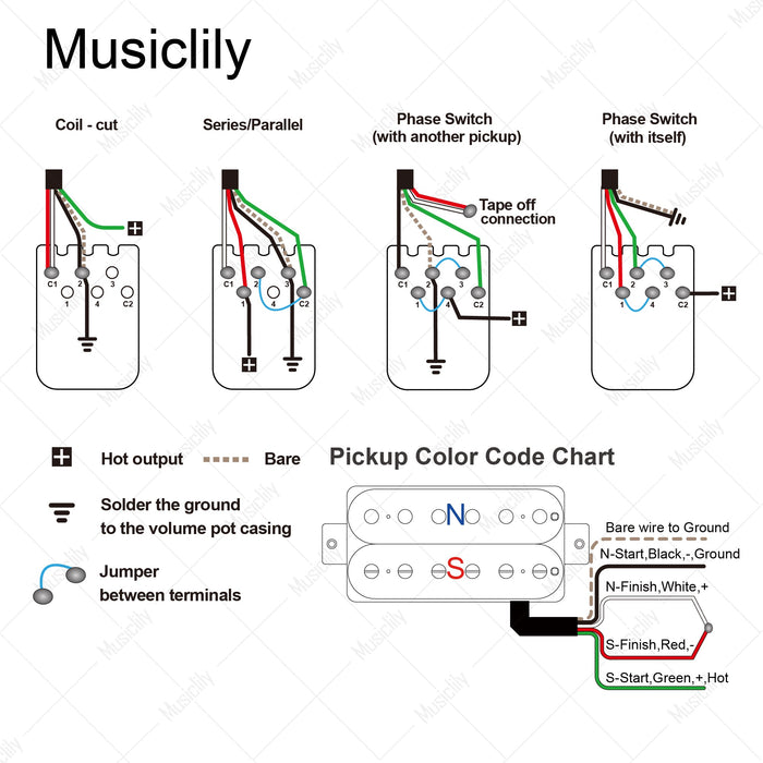 Musiclily Pro B500K PCB Mod DPDT Push-Pull Brass Pot Metric Split Standard Shaft 9.5mm Linear Taper Potentiometer for Electric Guitar Bass
