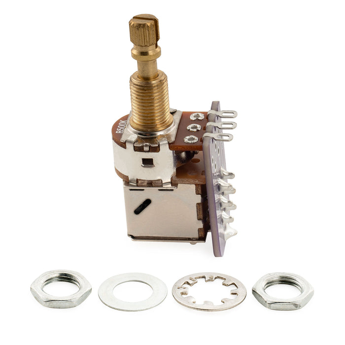 Musiclily Pro B500K PCB Mod DPDT Push-Pull Brass Pot Metric Split Standard Shaft 9.5mm Linear Taper Potentiometer for Electric Guitar Bass