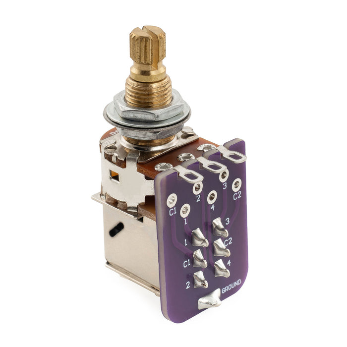 Musiclily Pro B500K PCB Mod DPDT Push-Pull Brass Pot Metric Split Standard Shaft 9.5mm Linear Taper Potentiometer for Electric Guitar Bass