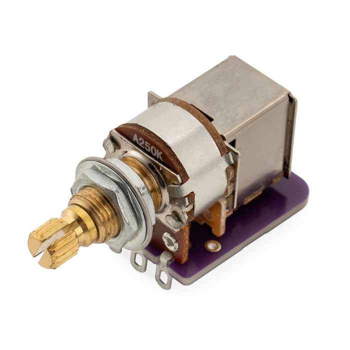 Musiclily Pro A250K PCB Mod DPDT Push-Pull Brass Pot Metric Split Standard Shaft 9.5mm Audio Taper Potentiometer for Electric Guitar Bass