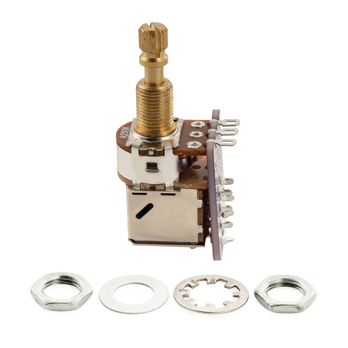 Musiclily Pro A250K PCB Mod DPDT Push-Pull Brass Pot Metric Split Standard Shaft 9.5mm Audio Taper Potentiometer for Electric Guitar Bass