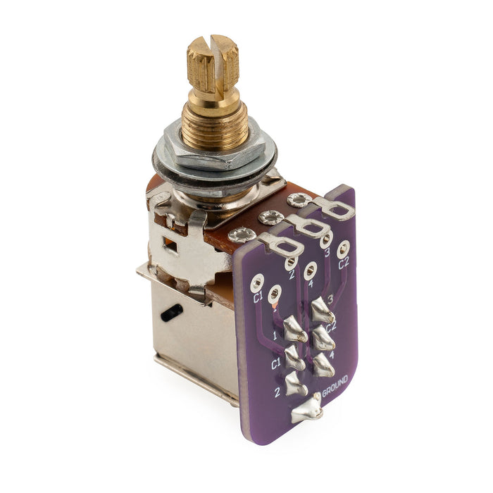 Musiclily Pro B250K PCB Mod DPDT Push-Pull Brass Pot Metric Split Standard Shaft 9.5mm Linear Taper Potentiometer for Electric Guitar Bass