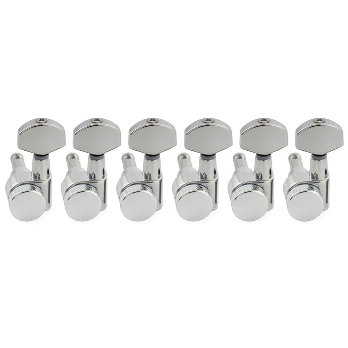 Musiclily Pro R15J Left-Handed 6-in-line 15:1 Ratio 2-Pin Full Sealed Locking Machine Heads Tuners Tuning Pegs Keys with Hex Button for Squier Strat Tele Style Electric Guitar