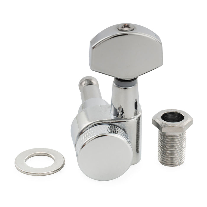 Musiclily Pro R15J Single 15:1 Ratio 2-Pin Full Sealed Locking Machine Head Treble Side Tuner Tuning Peg Key with Hex Button for Squier Strat Tele Style Electric Guitar