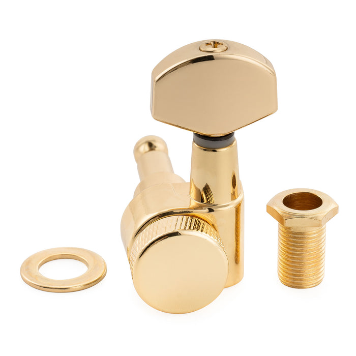 Musiclily Pro R15J Single 15:1 Ratio 2-Pin Full Sealed Locking Machine Head Treble Side Tuner Tuning Peg Key with Hex Button for Squier Strat Tele Style Electric Guitar