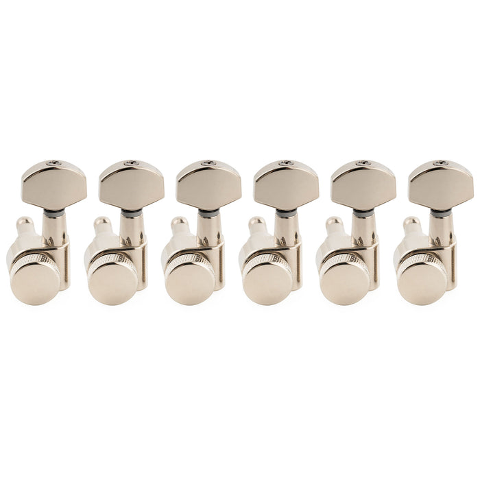 Musiclily Pro R15J Left-Handed 6-in-line 15:1 Ratio 2-Pin Full Sealed Locking Machine Heads Tuners Tuning Pegs Keys with Hex Button for Squier Strat Tele Style Electric Guitar