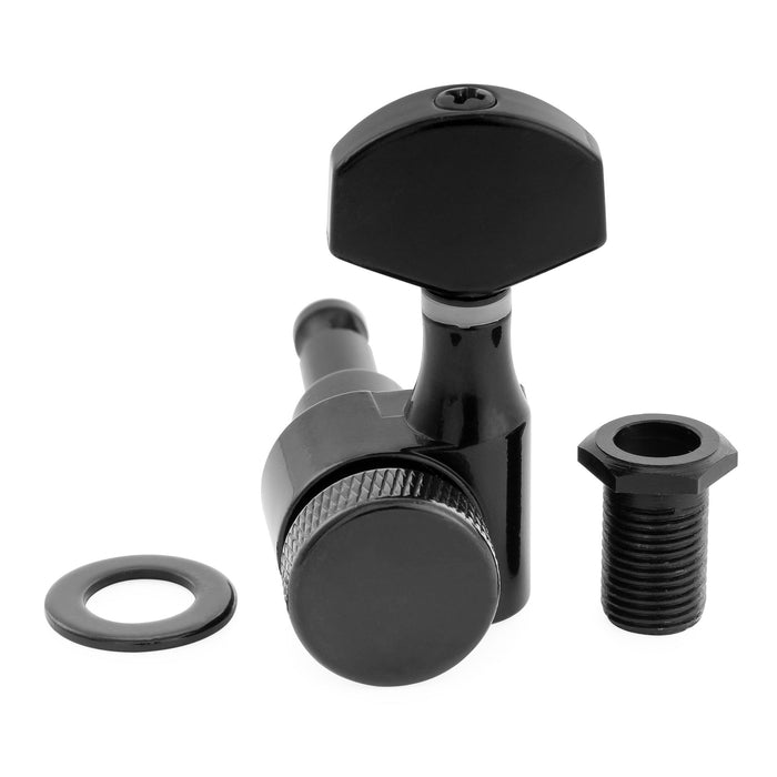 Musiclily Pro R15J Esquerda 6-em-linha 15:1 Relação, Viragem de 1 Pino, Totalmente Selados com Trava, Mecanismos de Afinar, Pega de Afinar com Botão Hexagonal para Guitarra Elétrica Estilo Squier Strat Tele