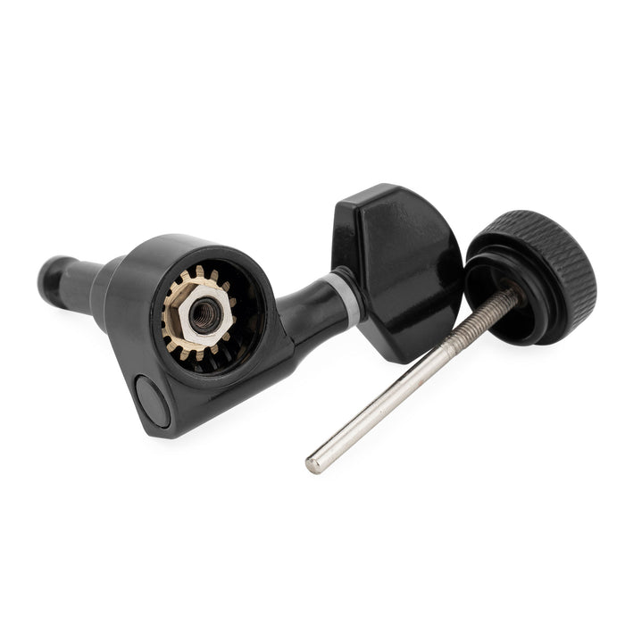 Musiclily Pro R15J Esquerda 6-em-linha 15:1 Relação, Viragem de 1 Pino, Totalmente Selados com Trava, Mecanismos de Afinar, Pega de Afinar com Botão Hexagonal para Guitarra Elétrica Estilo Squier Strat Tele