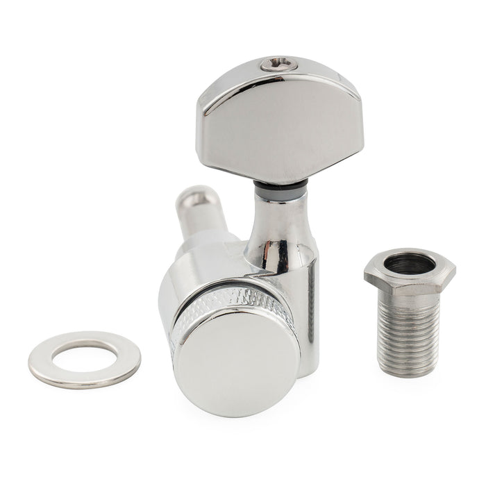 Musiclily Pro R15J Esquerda 6-em-linha 15:1 Relação, Viragem de 1 Pino, Totalmente Selados com Trava, Mecanismos de Afinar, Pega de Afinar com Botão Hexagonal para Guitarra Elétrica Estilo Squier Strat Tele