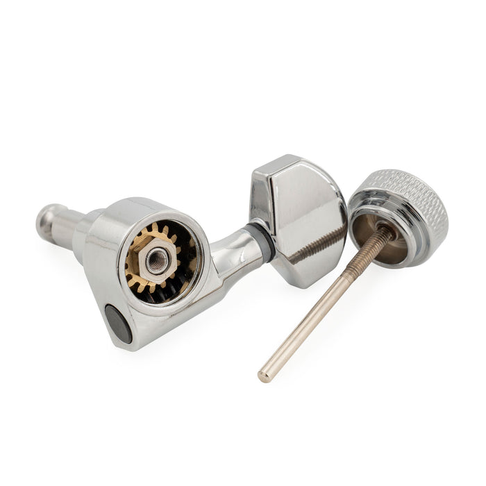 Musiclily Pro R15J Esquerda 6-em-linha 15:1 Relação, Viragem de 1 Pino, Totalmente Selados com Trava, Mecanismos de Afinar, Pega de Afinar com Botão Hexagonal para Guitarra Elétrica Estilo Squier Strat Tele