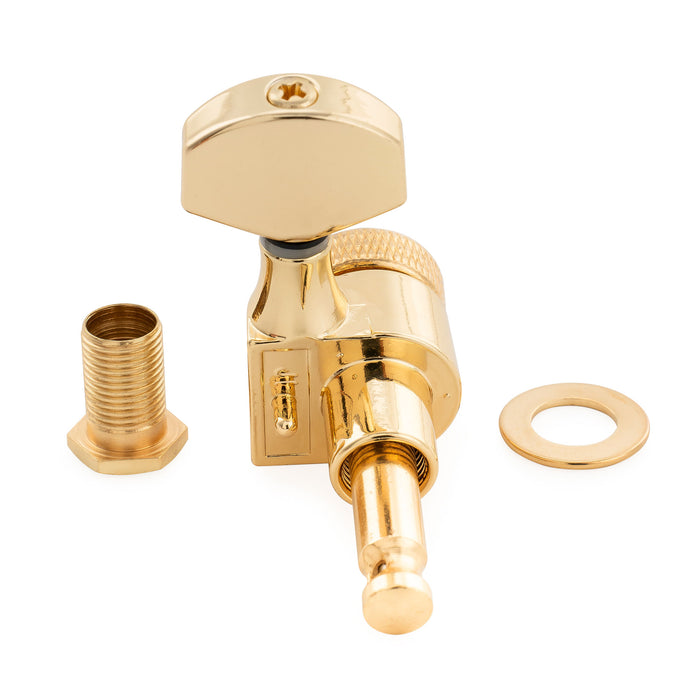 Musiclily Pro R15J Esquerda 6-em-linha 15:1 Relação, Viragem de 1 Pino, Totalmente Selados com Trava, Mecanismos de Afinar, Pega de Afinar com Botão Hexagonal para Guitarra Elétrica Estilo Squier Strat Tele