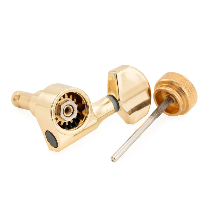 Musiclily Pro R15J Esquerda 6-em-linha 15:1 Relação, Viragem de 1 Pino, Totalmente Selados com Trava, Mecanismos de Afinar, Pega de Afinar com Botão Hexagonal para Guitarra Elétrica Estilo Squier Strat Tele