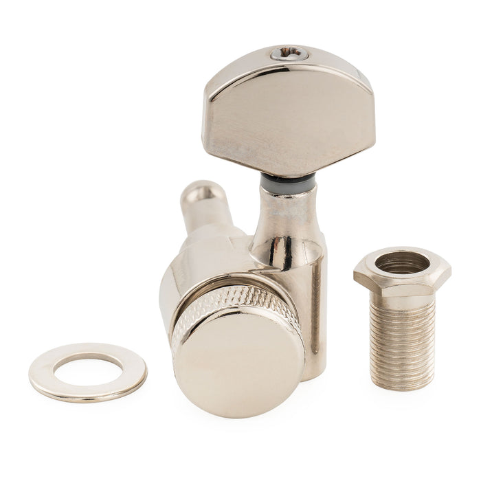 Musiclily Pro R15J Esquerda 6-em-linha 15:1 Relação, Viragem de 1 Pino, Totalmente Selados com Trava, Mecanismos de Afinar, Pega de Afinar com Botão Hexagonal para Guitarra Elétrica Estilo Squier Strat Tele