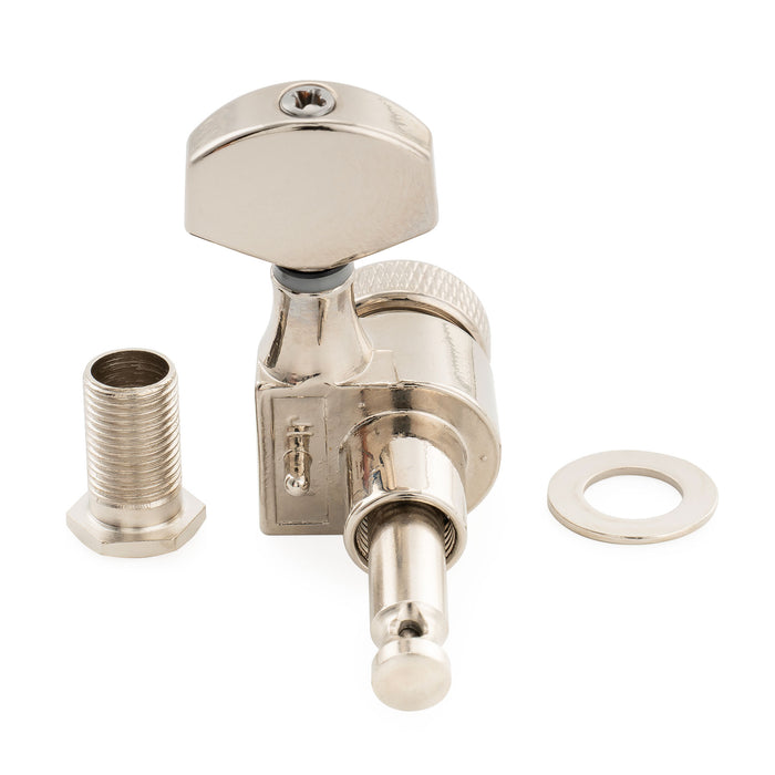 Musiclily Pro R15J Esquerda 6-em-linha 15:1 Relação, Viragem de 1 Pino, Totalmente Selados com Trava, Mecanismos de Afinar, Pega de Afinar com Botão Hexagonal para Guitarra Elétrica Estilo Squier Strat Tele