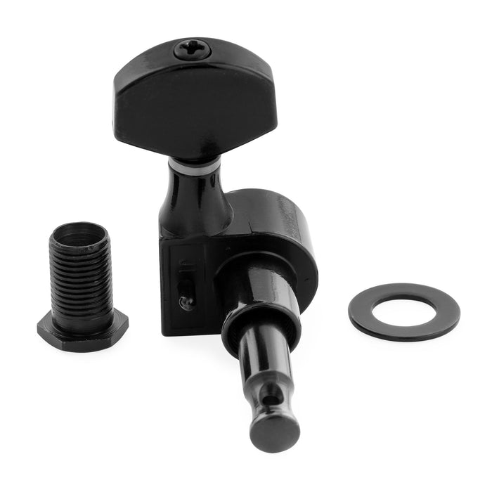 Musiclily Pro R15J 左利き 6-in-line 15:1 比率 1ピンフルシールドマシンヘッド チューナー チューニングペグ Hexボタン付 Squier Strat Teleスタイルエレキギター用