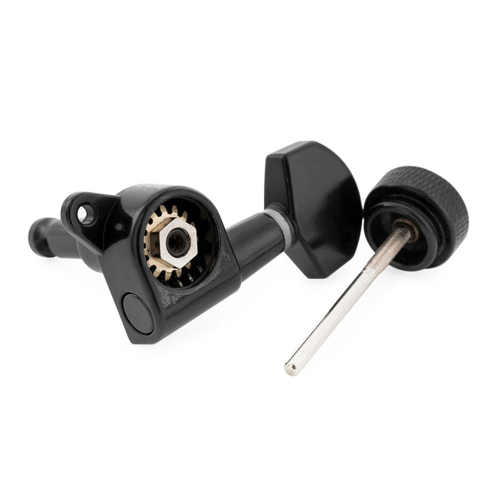 Musiclily Pro R15J Único 15:1 Relação, Totalmente Selados com Trava, Mecanismo de Máquina de Afinar para o lado do Agudo, Chave de Afinar, Pega de Afinar com Botão Hexagonal para Guitarra Elétrica Estilo Strat Tele