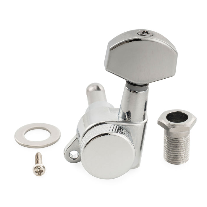 Musiclily Pro R15J Left-Handed 6-in-line 15:1 Ratio Full Sealed Locking Machine Heads Tuners Tuning Pegs Keys with Hex Button for Strat Tele Style Electric Guitar
