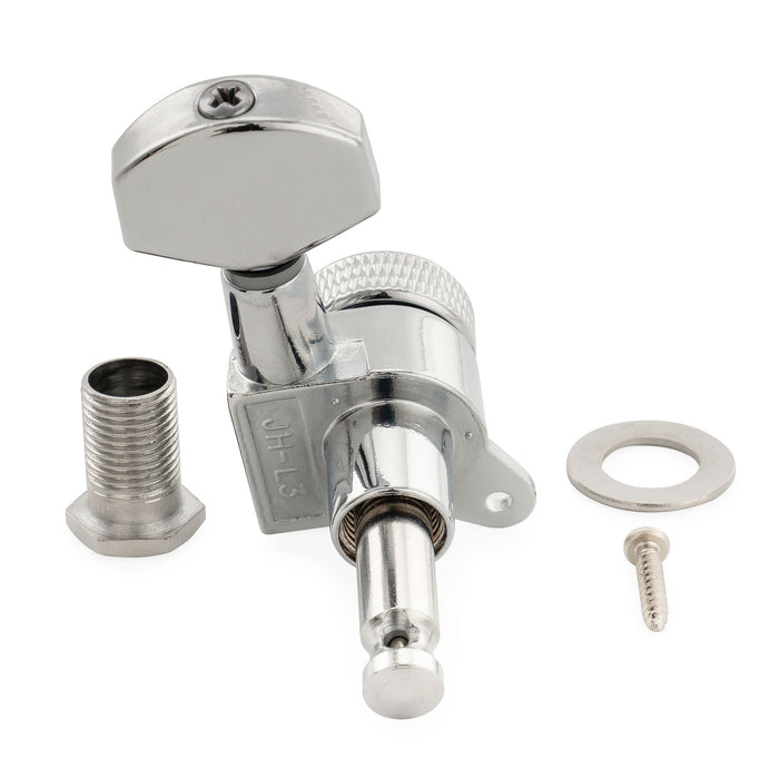 Musiclily Pro R15J Único 15:1 Relação, Totalmente Selados com Trava, Mecanismo de Máquina de Afinar para o lado do Agudo, Chave de Afinar, Pega de Afinar com Botão Hexagonal para Guitarra Elétrica Estilo Strat Tele