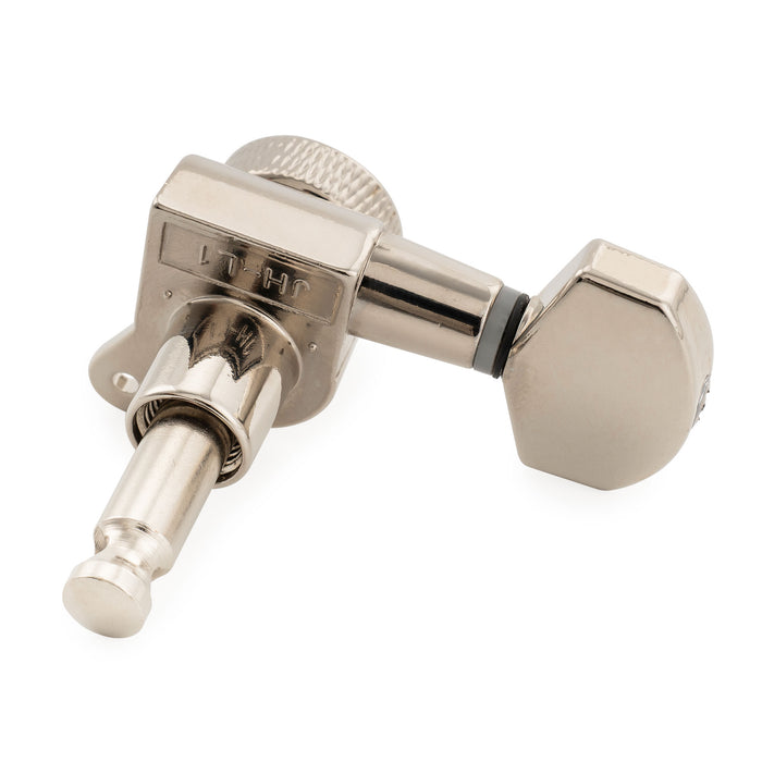 Musiclily Pro R15J Left-Handed 6-in-line 15:1 Ratio Full Sealed Locking Machine Heads Tuners Tuning Pegs Keys with Hex Button for Strat Tele Style Electric Guitar