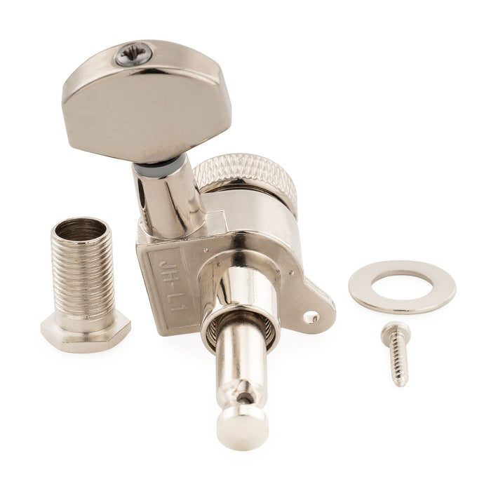 Musiclily Pro R15J Único 15:1 Relação, Totalmente Selados com Trava, Mecanismo de Máquina de Afinar para o lado do Agudo, Chave de Afinar, Pega de Afinar com Botão Hexagonal para Guitarra Elétrica Estilo Strat Tele