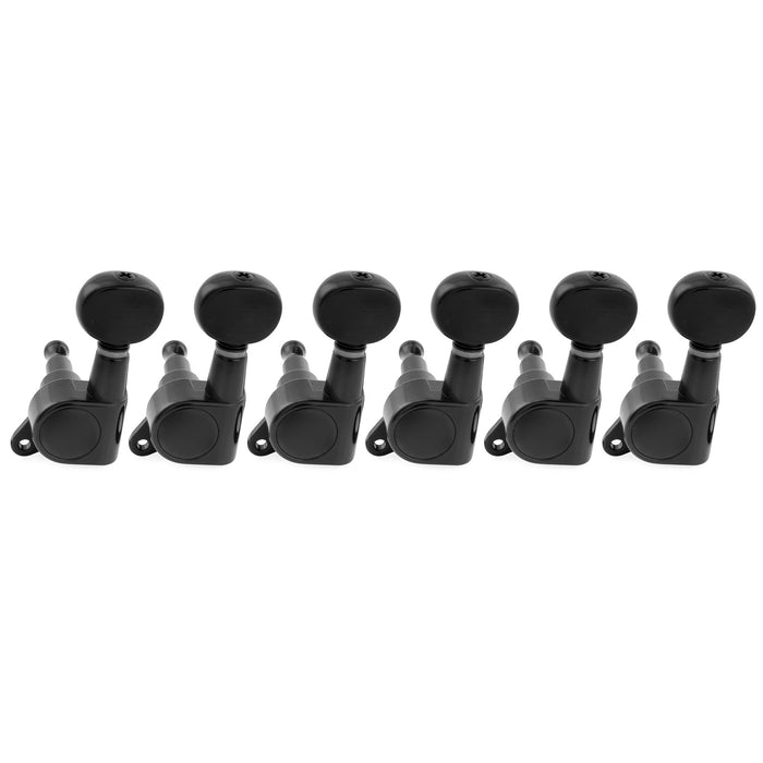 Musiclily Pro R15J Linkshänder 6-in-line 15:1 Verhältnis Vollständig versiegelte Maschinenköpfe, Stimmer, Stimmwirbel mit Vintage-Oval-Button für Strat Tele Stil E-Gitarre