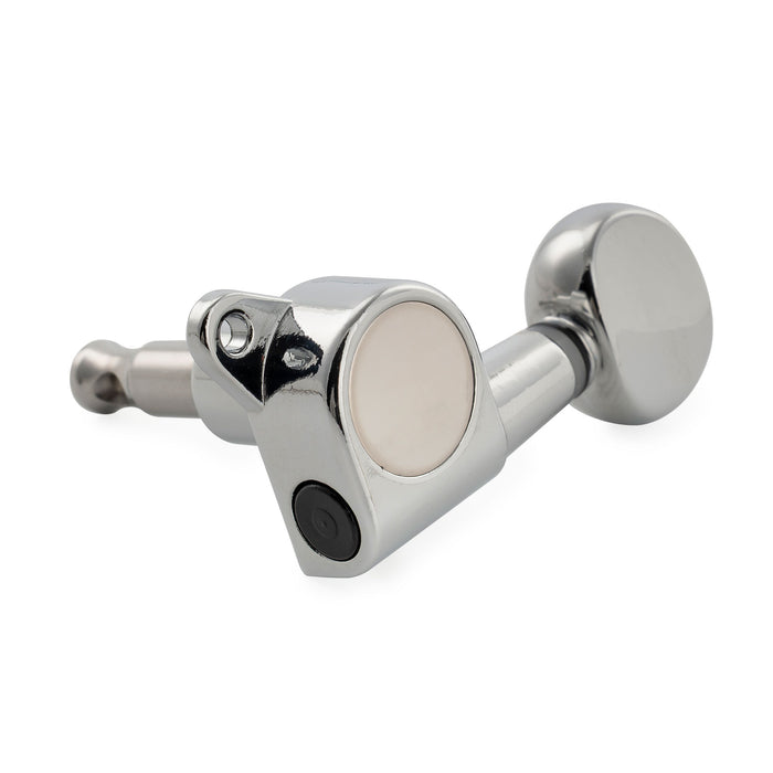 Musiclily Pro R15J Linkshänder 6-in-line 15:1 Verhältnis Vollständig versiegelte Maschinenköpfe, Stimmer, Stimmwirbel mit Vintage-Oval-Button für Strat Tele Stil E-Gitarre