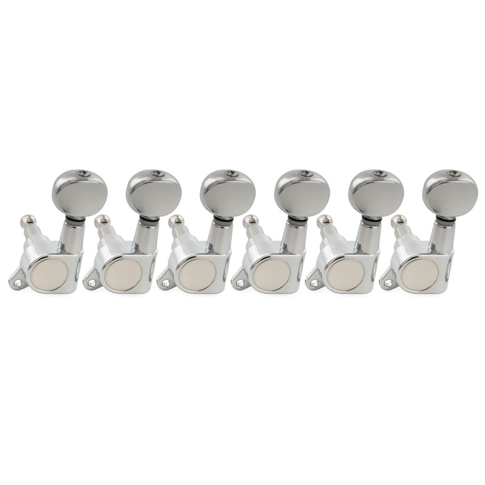 Musiclily Pro R15J Linkshänder 6-in-line 15:1 Verhältnis Vollständig versiegelte Maschinenköpfe, Stimmer, Stimmwirbel mit Vintage-Oval-Button für Strat Tele Stil E-Gitarre