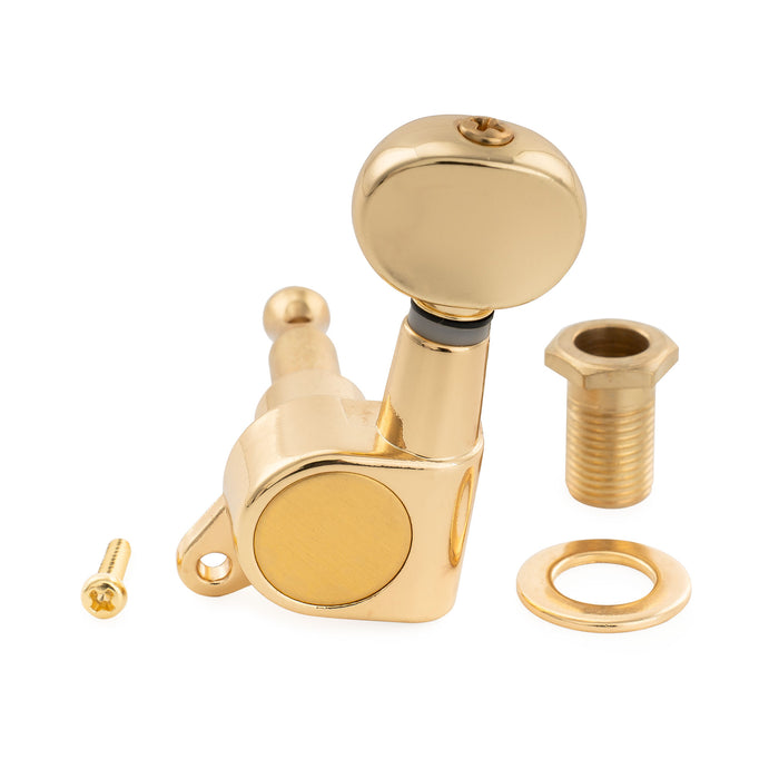 Musiclily Pro R15J Linkshänder 6-in-line 15:1 Verhältnis Vollständig versiegelte Maschinenköpfe, Stimmer, Stimmwirbel mit Vintage-Oval-Button für Strat Tele Stil E-Gitarre