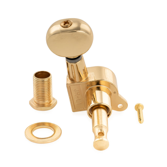 Musiclily Pro R15J Linkshänder 6-in-line 15:1 Verhältnis Vollständig versiegelte Maschinenköpfe, Stimmer, Stimmwirbel mit Vintage-Oval-Button für Strat Tele Stil E-Gitarre