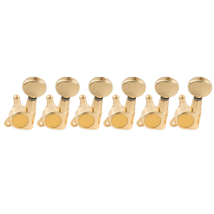 Musiclily Pro R15J Linkshänder 6-in-line 15:1 Verhältnis Vollständig versiegelte Maschinenköpfe, Stimmer, Stimmwirbel mit Vintage-Oval-Button für Strat Tele Stil E-Gitarre