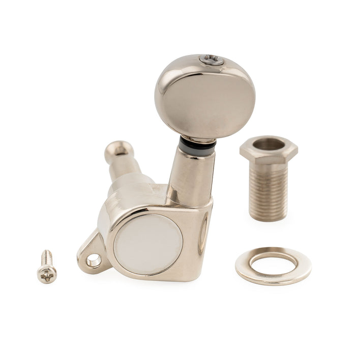 Musiclily Pro R15J Linkshänder 6-in-line 15:1 Verhältnis Vollständig versiegelte Maschinenköpfe, Stimmer, Stimmwirbel mit Vintage-Oval-Button für Strat Tele Stil E-Gitarre