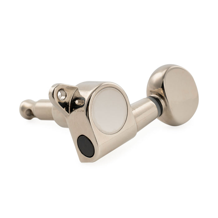 Musiclily Pro R15J Linkshänder 6-in-line 15:1 Verhältnis Vollständig versiegelte Maschinenköpfe, Stimmer, Stimmwirbel mit Vintage-Oval-Button für Strat Tele Stil E-Gitarre
