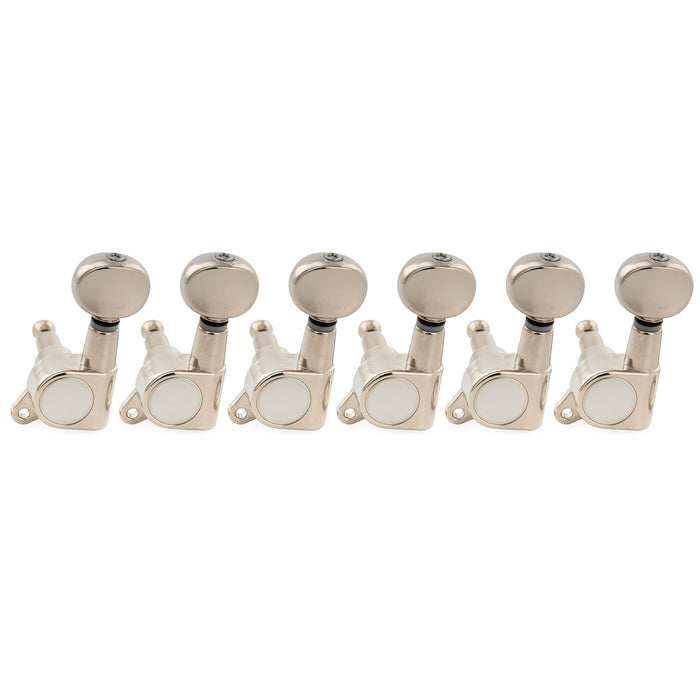 Musiclily Pro R15J Linkshänder 6-in-line 15:1 Verhältnis Vollständig versiegelte Maschinenköpfe, Stimmer, Stimmwirbel mit Vintage-Oval-Button für Strat Tele Stil E-Gitarre