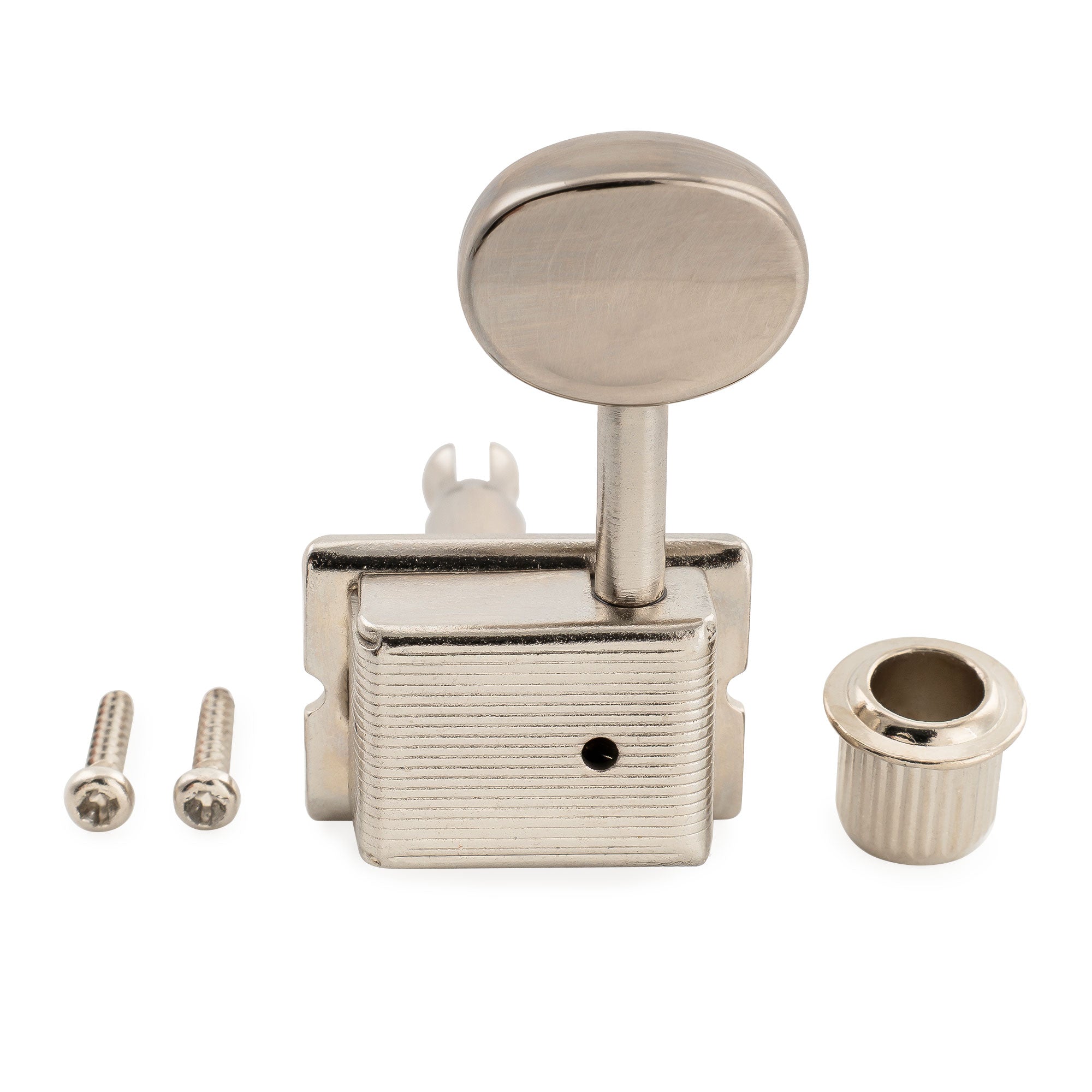 Musiclily Pro R15J-26 Clavijas de afinación vintage para guitarra estilo Fender Squier Strat Tele, izquierda, 6 en línea, relación 15:1, semi cerradas, eje dividido, con botón oval blanco roto