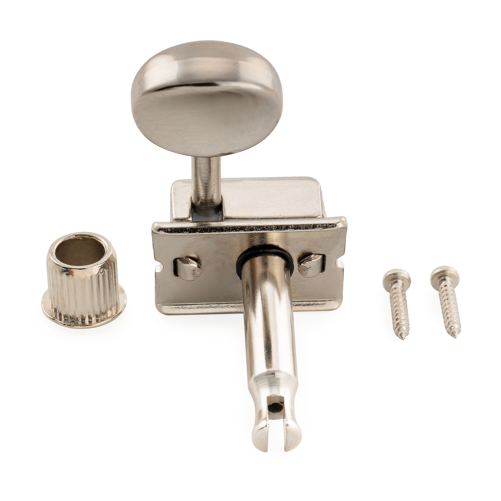 Musiclily Pro R15J-26 Clavijas de afinación vintage para guitarra estilo Fender Squier Strat Tele, izquierda, 6 en línea, relación 15:1, semi cerradas, eje dividido, con botón oval blanco roto