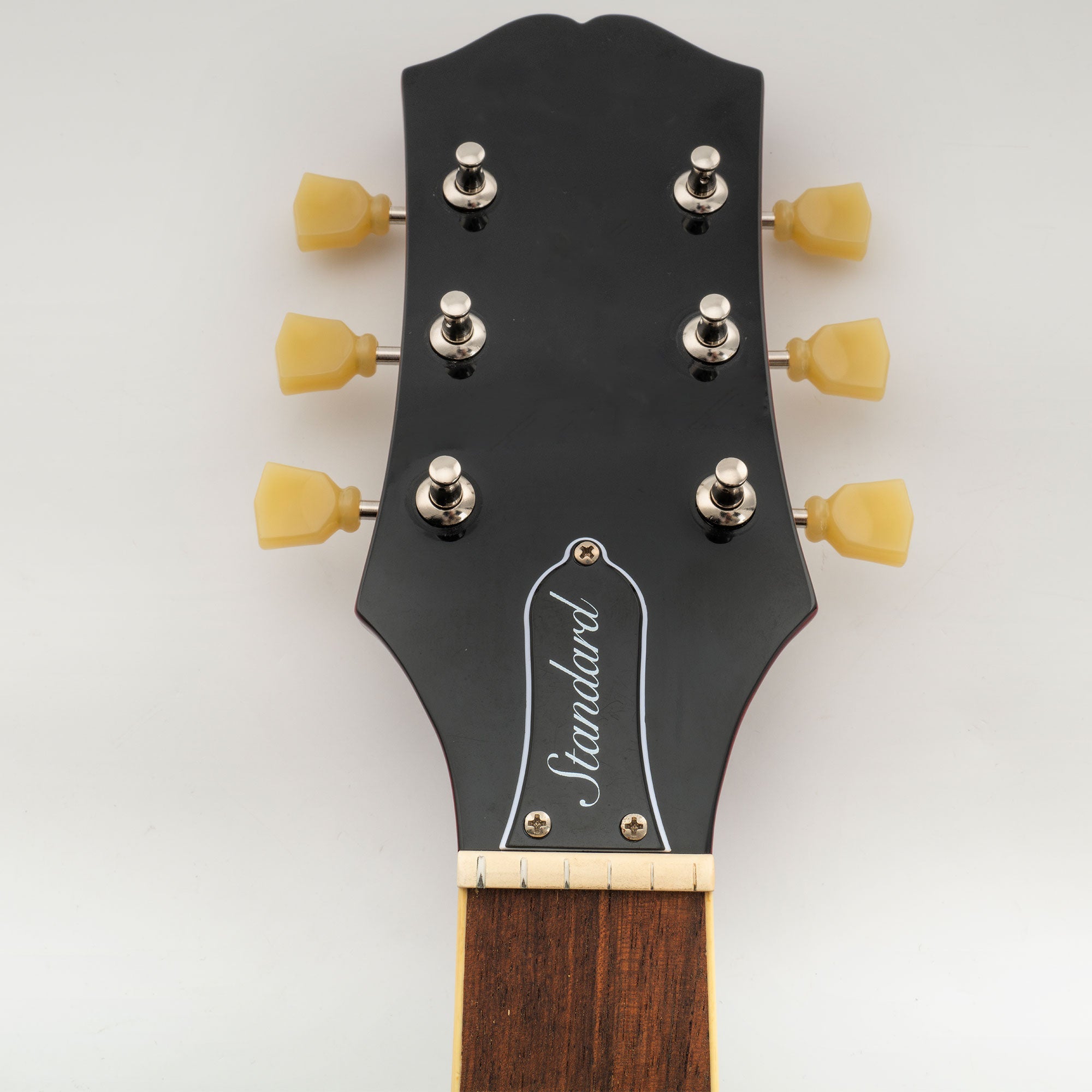 Musiclily Pro R18T-08 3R3L 18:1 relación semi cerrada estilo híbrido vintage afinadores con botón de piedra para guitarra acústica eléctrica