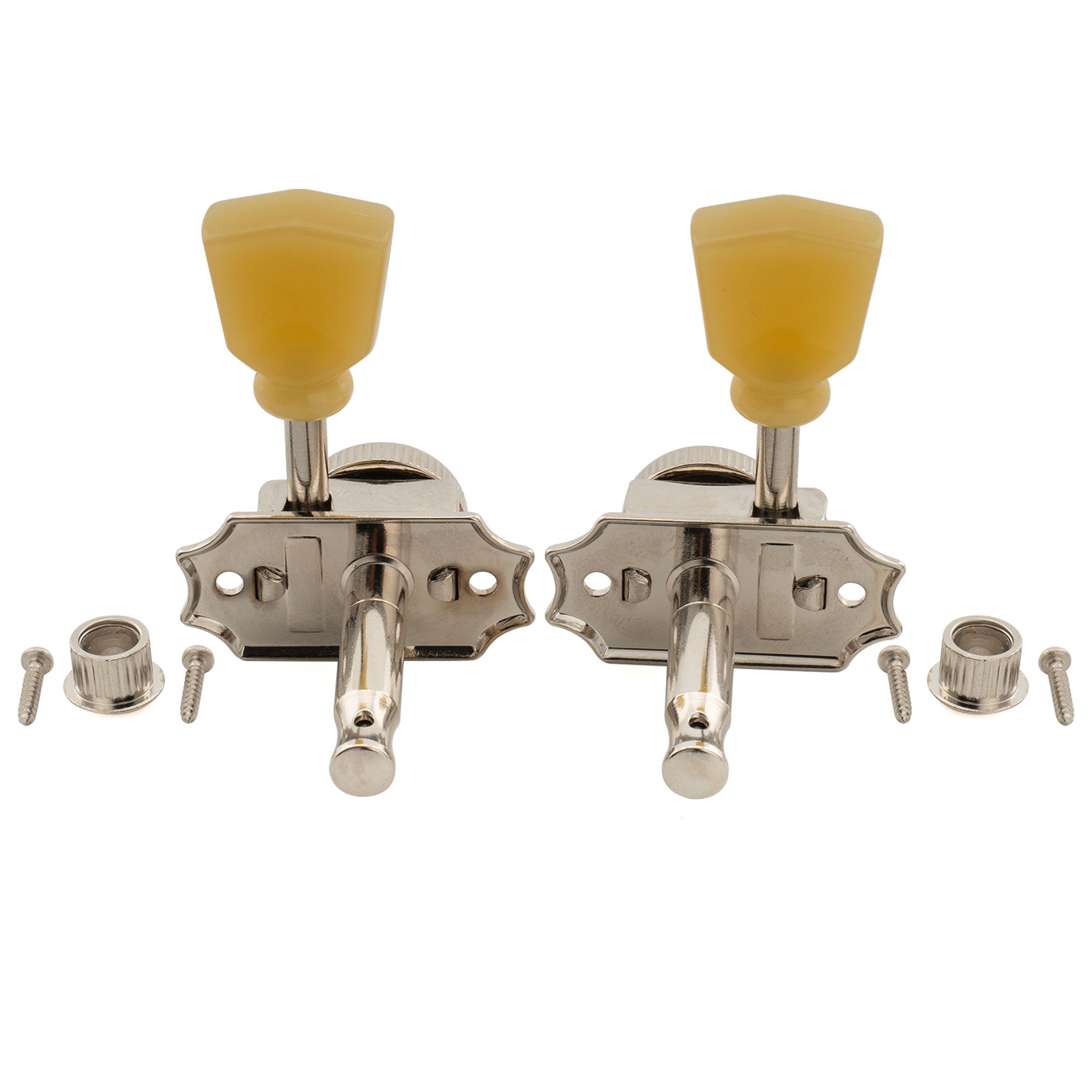 Musiclily Pro R18T-08 3R3L 18:1 relación semi cerrada estilo híbrido vintage afinadores con botón de piedra para guitarra acústica eléctrica
