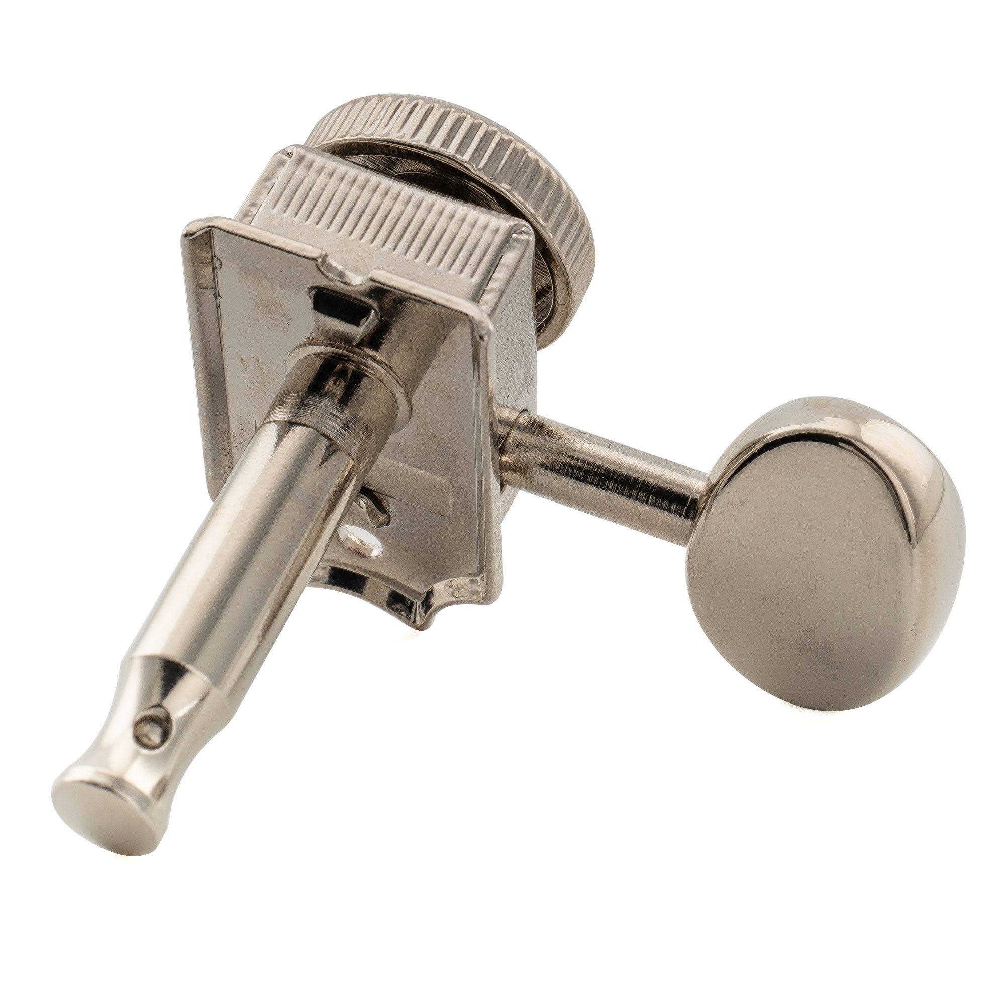Musiclily Pro R18T-10 6 en línea relación 18:1 cabezas de máquina con bloqueo estilo vintage híbrido semi cerradas con botón ovalado para guitarra eléctrica estilo Fender Squier Strat Tele