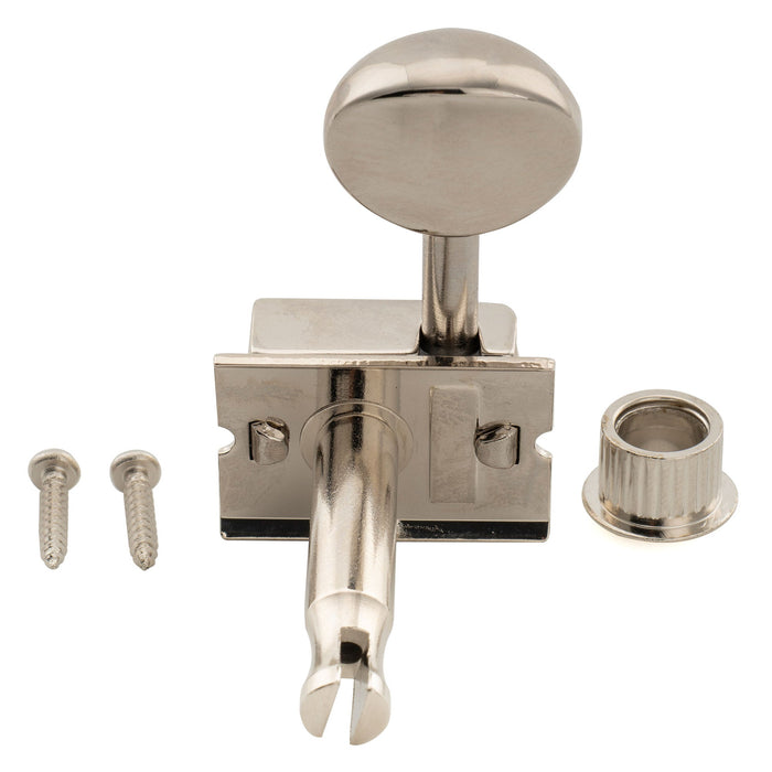 Musiclily Pro R18T 6-in-line 18:1 Ratio Semi Closed Vintage Machine Heads Tuners with Vintage Oval Button Split Shaft for Fender Squier Strat Tele Style Electric Guitar