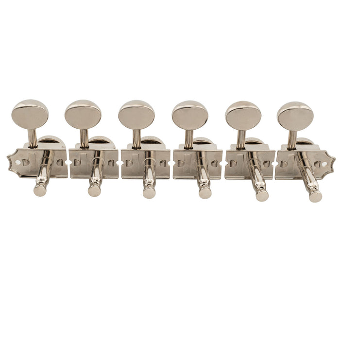 Musiclily Ultra R18T Left-Handed 6-in-line 18:1 Ratio Semi Closed Vintage Hybrid Staggered Locking Machine Heads Tuners with Vintage Oval Button for Fender SQ Strat Tele Style Electric Guitar