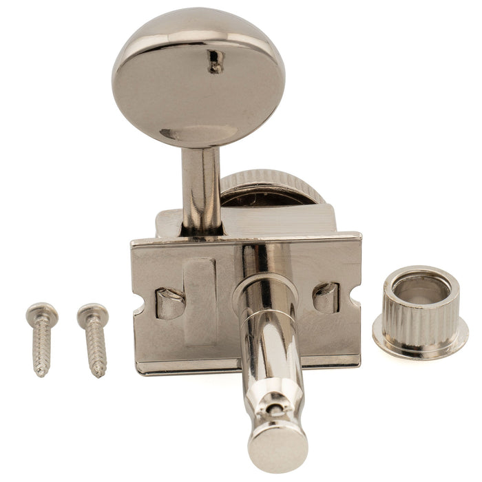 Musiclily Ultra R18T Left-Handed 6-in-line 18:1 Ratio Semi Closed Vintage Hybrid Staggered Locking Machine Heads Tuners with Vintage Oval Button for Fender SQ Strat Tele Style Electric Guitar