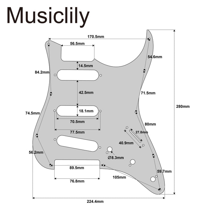 Musiclily Pro Battipenna per Chitarra ST a 10 Fori per Tagima TG-530 Stile Strat SSS Chitarra Elettrica