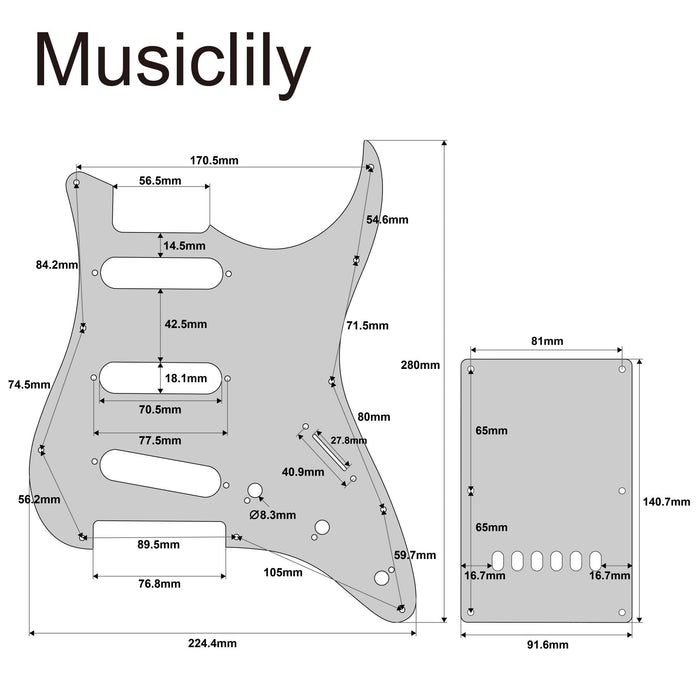 Musiclily Pro Set Battipenna e Coprimolle per Chitarra ST a 10 Fori per Tagima TG-530 Stile Strat SSS Chitarra Elettrica