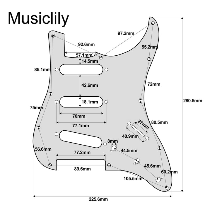 Musiclily Pro Battipenna per chitarra a 11 fori per chitarra elettrica Tagima TG-530 stile Strat SSS