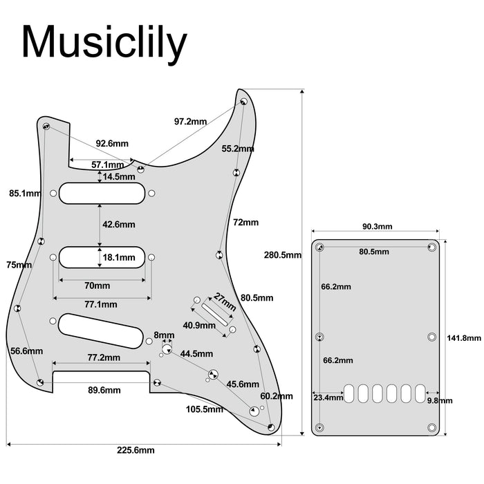 Musiclily Pro 11-Hole ST Guitar Pickguard and Backplate Set for Tagima TG-530 Strat Style SSS Electric Guitar